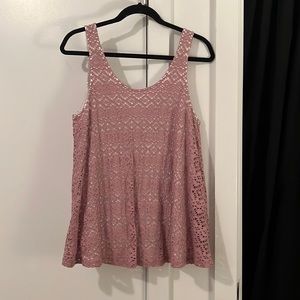 Anthropologie Deletta Lavender/Mauve Lace Swing Tank — BRAND NEW — Size L